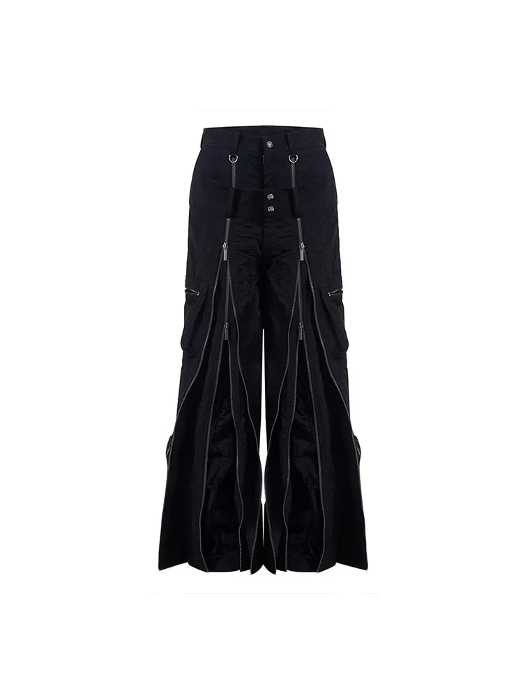 Zip Detail Wide-Leg Pants