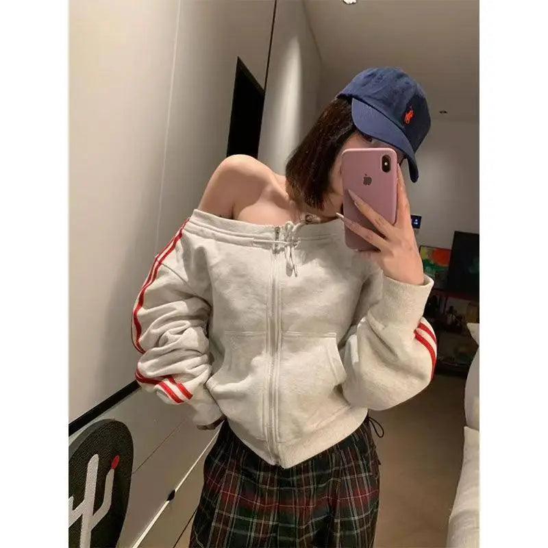 Striped Zip-Up Sweatshirt