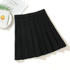 Cross Print Pleated Mini Skirt