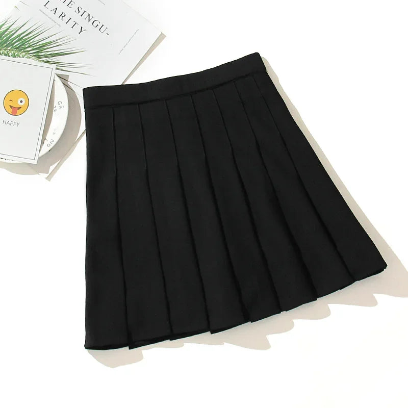 Cross Print Pleated Mini Skirt