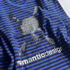 Blue Striped Graphic Sweatshirt