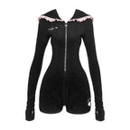 Ear Detail Black Jumpsuit