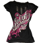 Cross Print Hollow-Out Tee