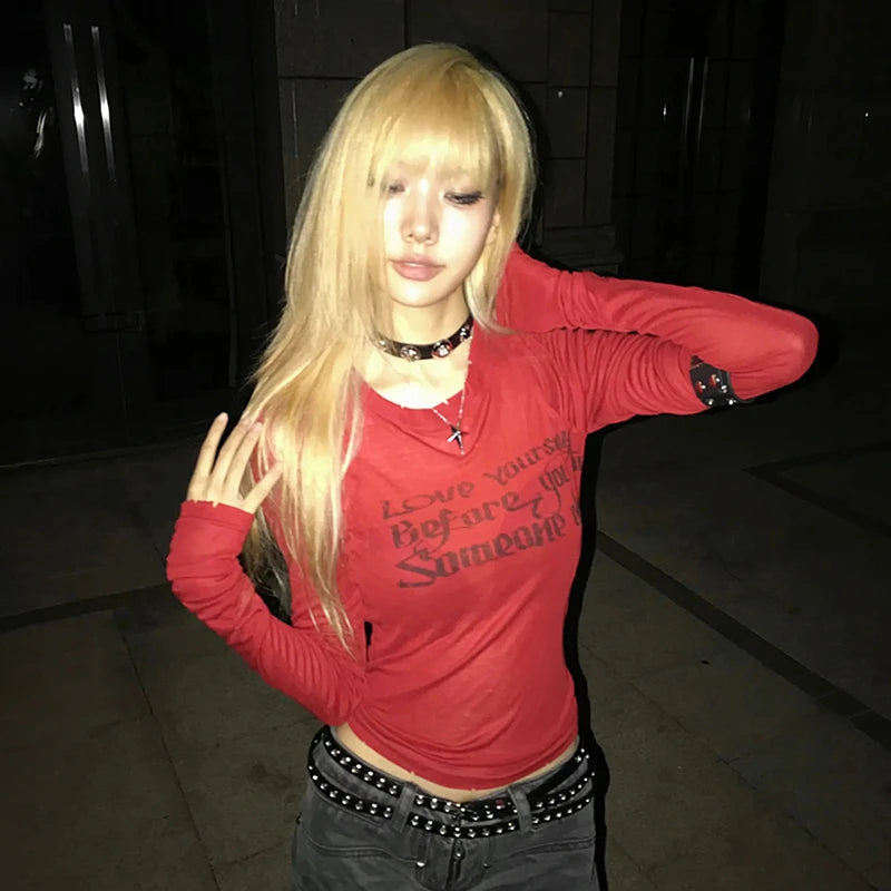 Grunge Letter Print Tee