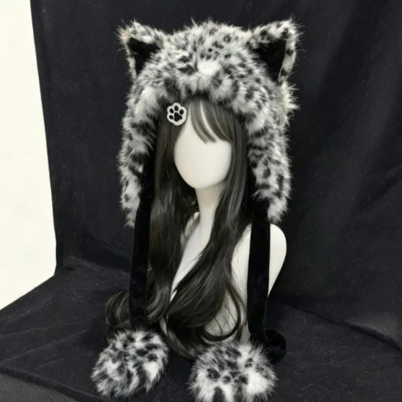 Leopard Faux Fur Ear Hat