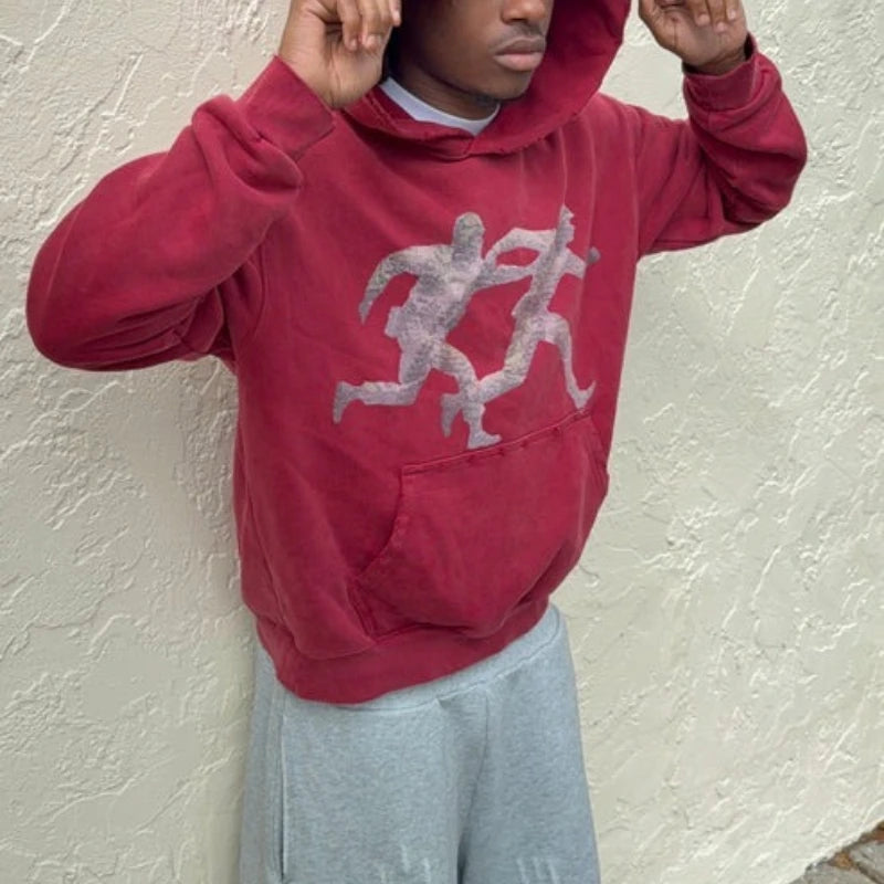Red Graphic Print Hoodie