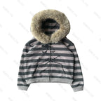 Faux Fur Collar Zip Jacket