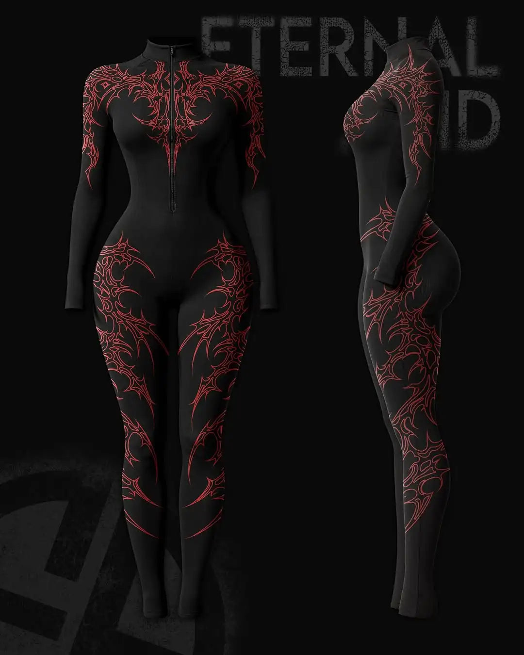 Graphic Print Zip-Up Jumpsuit