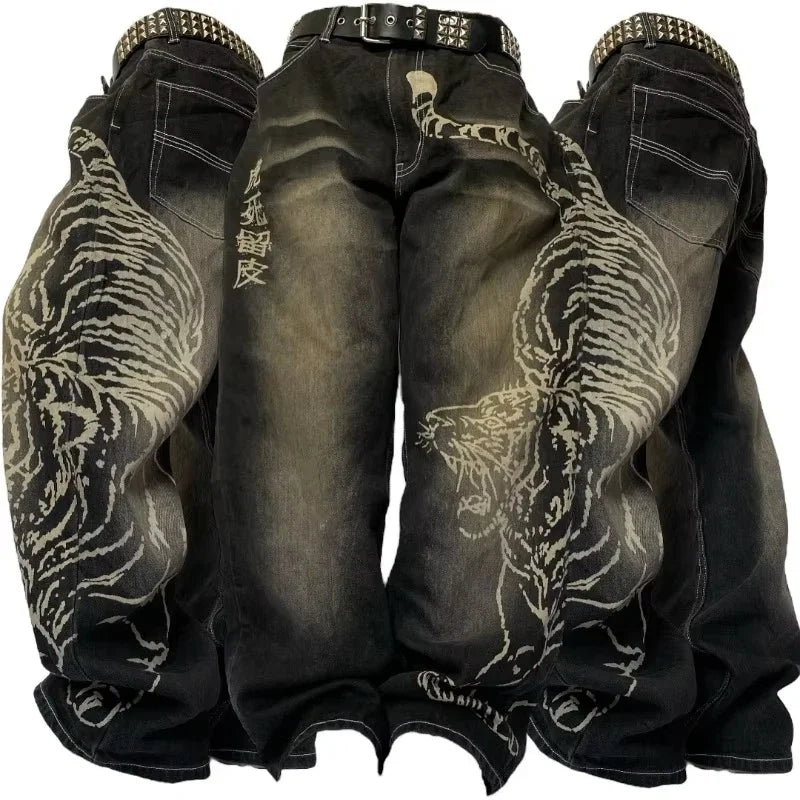 Graphic Embroidered Baggy Jeans