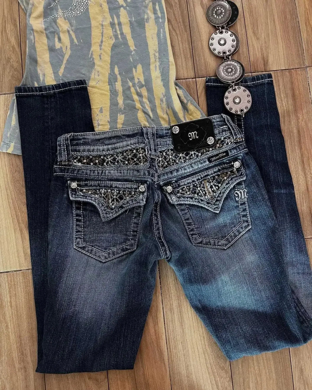 Gothic Embroidery Baggy Jeans