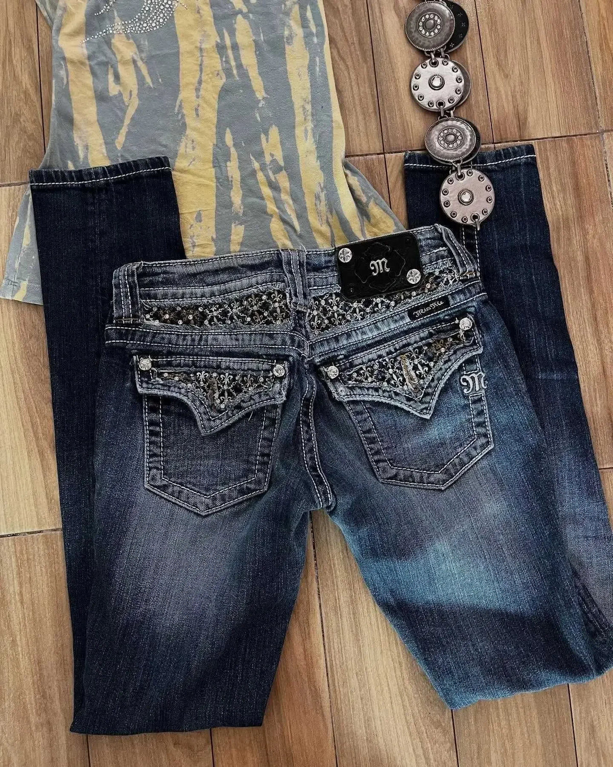 Gothic Embroidery Baggy Jeans