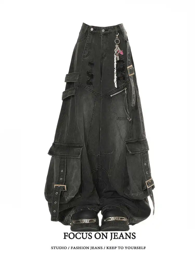 Y2K Wide-Leg Black Jeans