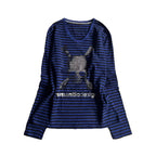 Blue Striped Graphic Sweatshirt