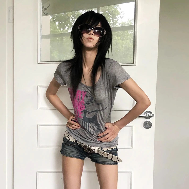 Graphic Print Grunge Tee