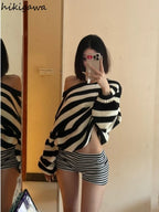 Striped Slash Neck Sweater