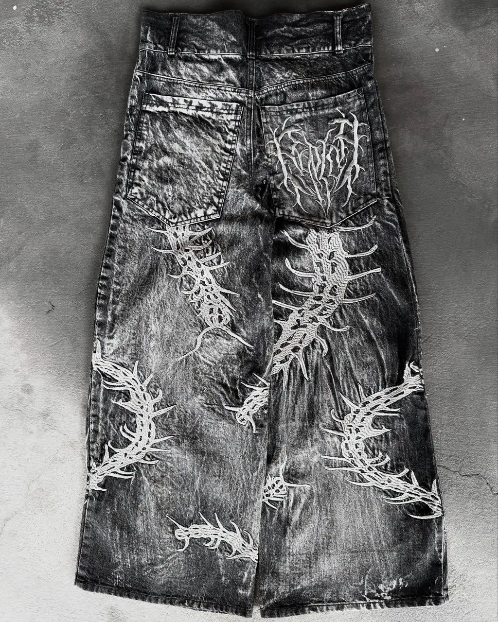 Gothic Embroidery Baggy Jeans
