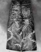 Gothic Embroidery Baggy Jeans