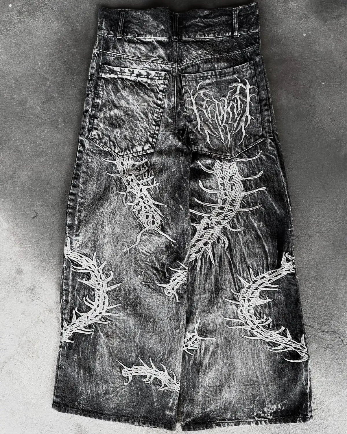 Gothic Embroidery Baggy Jeans
