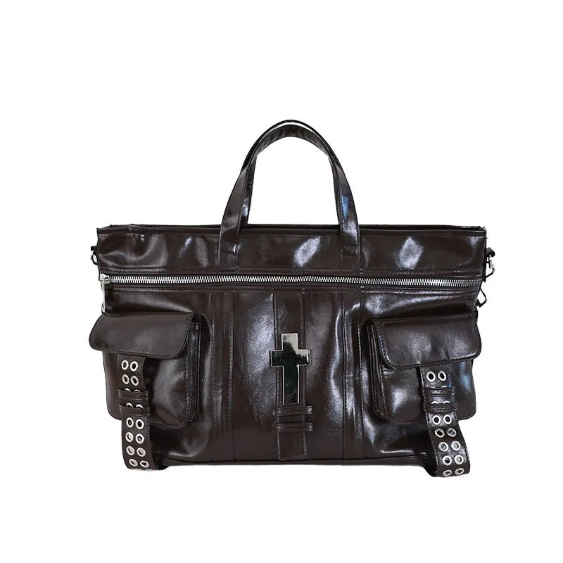 Black Cross Rivet Shoulder Bag