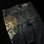 Gothic Embroidery Baggy Jeans