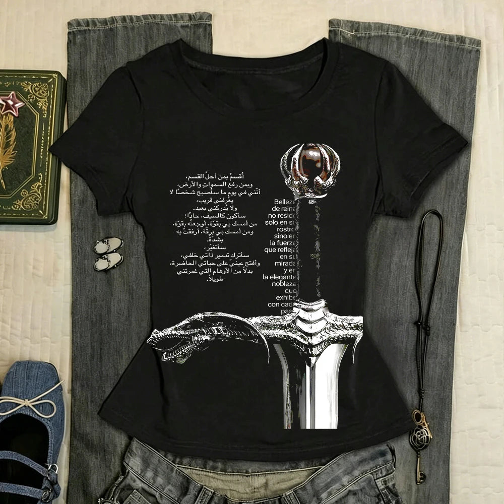 Emo Graphic Print Crop Tee