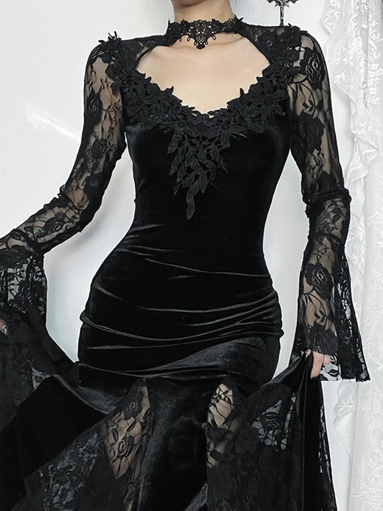 Aesthetic Gothic Midi Dress
