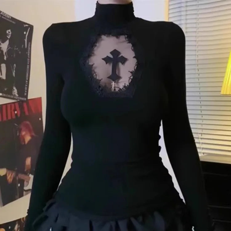 Lace Trim Gothic Top