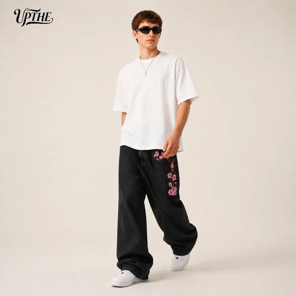 Cherry Blossom Embroidered Jeans