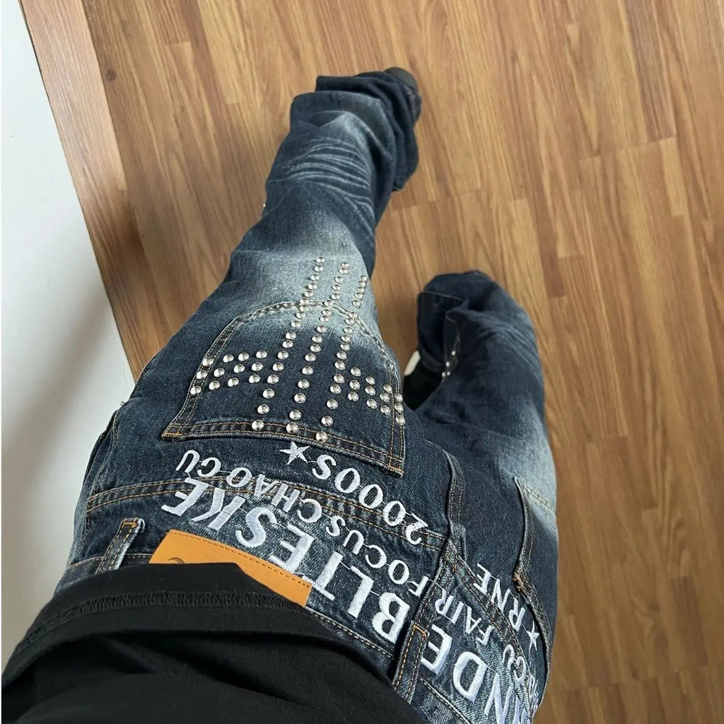 Embroidered Low-Rise Jeans