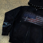 Flag Print Zip-Up Jacket