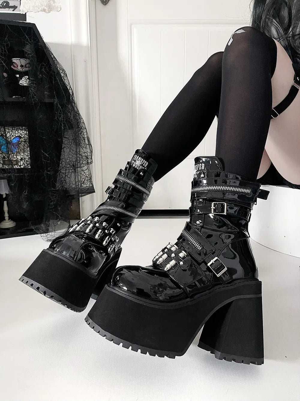 Buckle Platform Ankle Boots