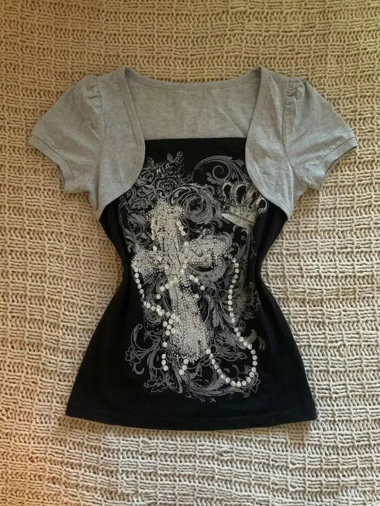 Skeleton Print Gothic Tee