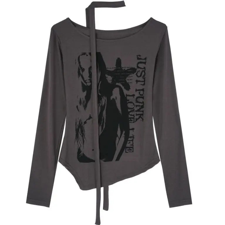 Grey Graphic Long Sleeve Tee