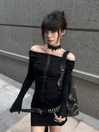 Hollow-Out Long Sleeve Top