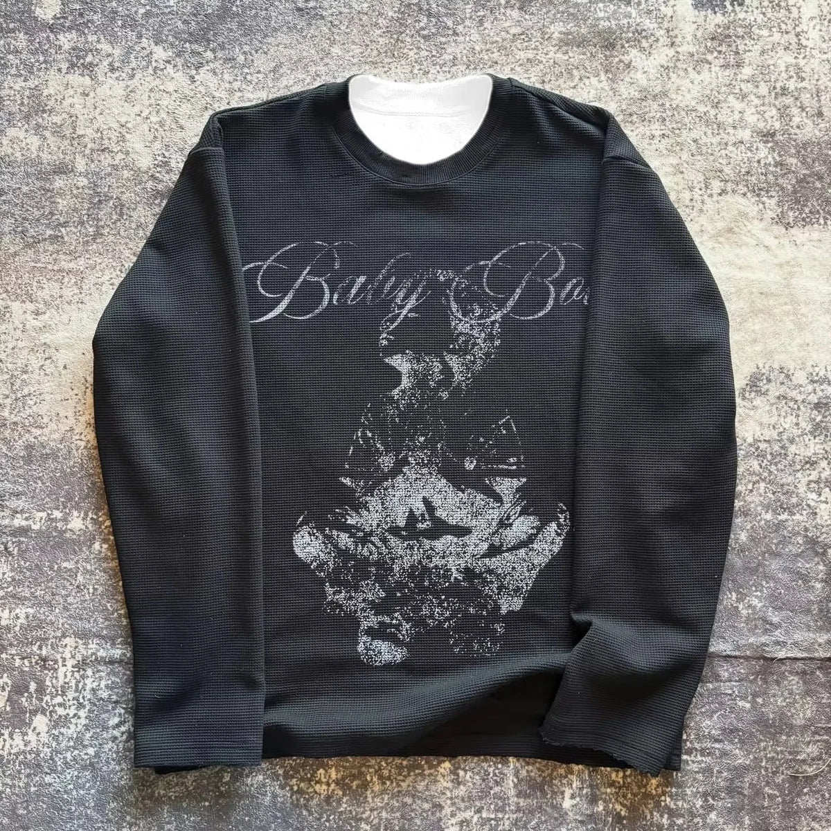Distressed Figure Print Long Sleeve Tee