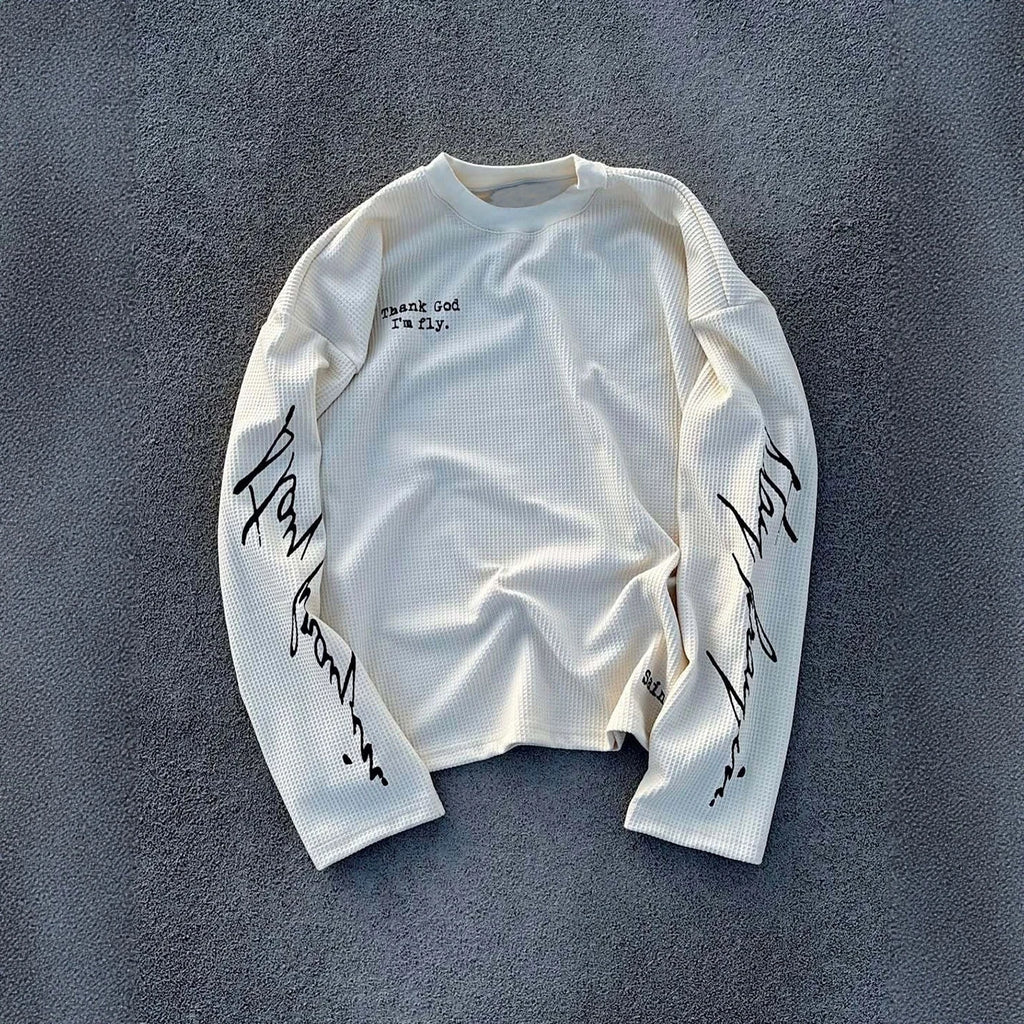 White Graphic Print Long Sleeve Tee