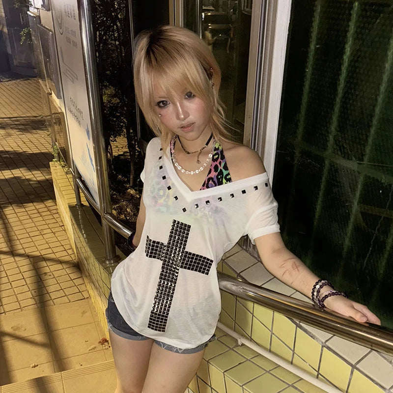 Cross Print T-Shirt