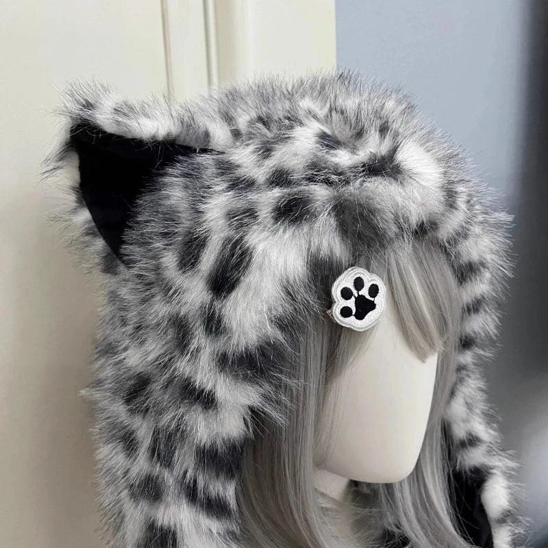 Leopard Faux Fur Ear Hat