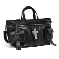Black Cross Rivet Shoulder Bag