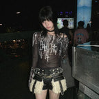 Mesh Tattoo Print Top