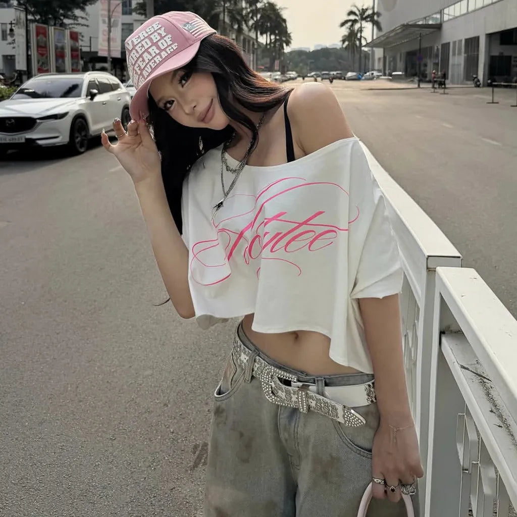 Off-Shoulder Graphic Top