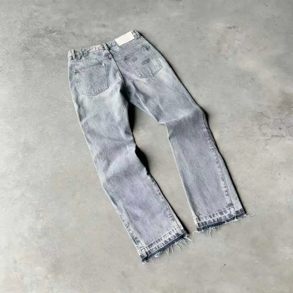 Gothic Embroidery Baggy Jeans