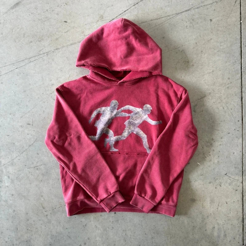 Red Graphic Print Hoodie