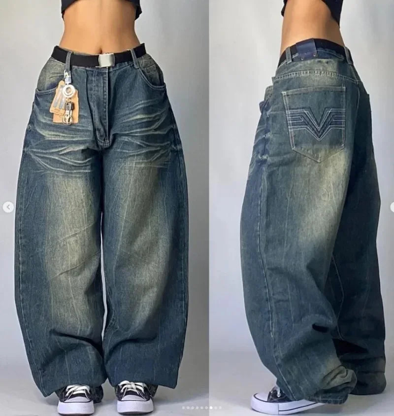 Gothic Embroidery Baggy Jeans