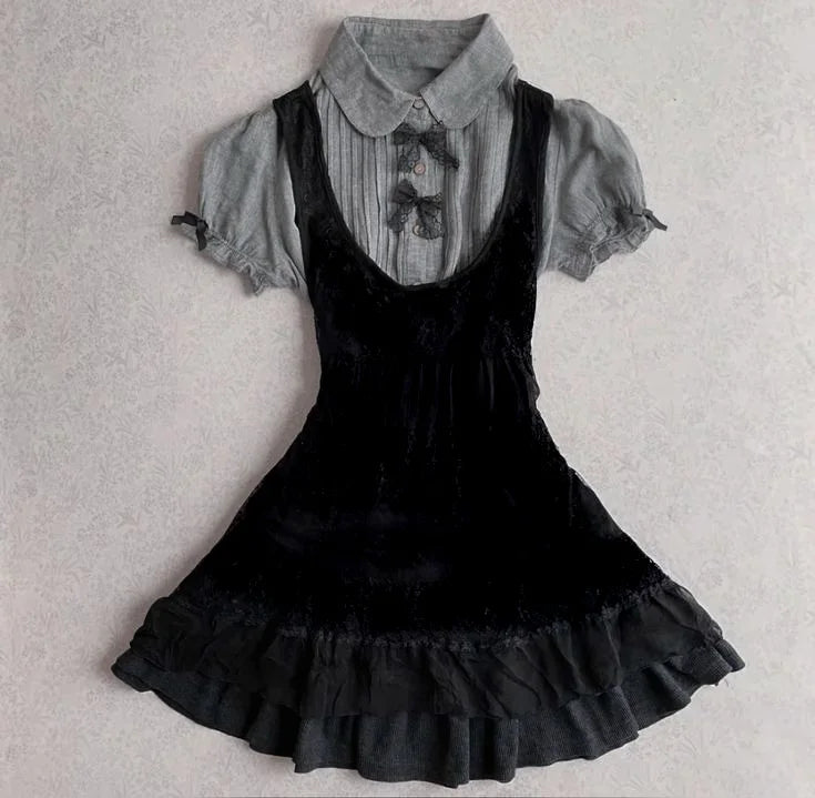 Ruffle Gothic Mini Dress