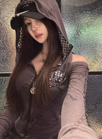 Skull Print Zip-Up Hoodie