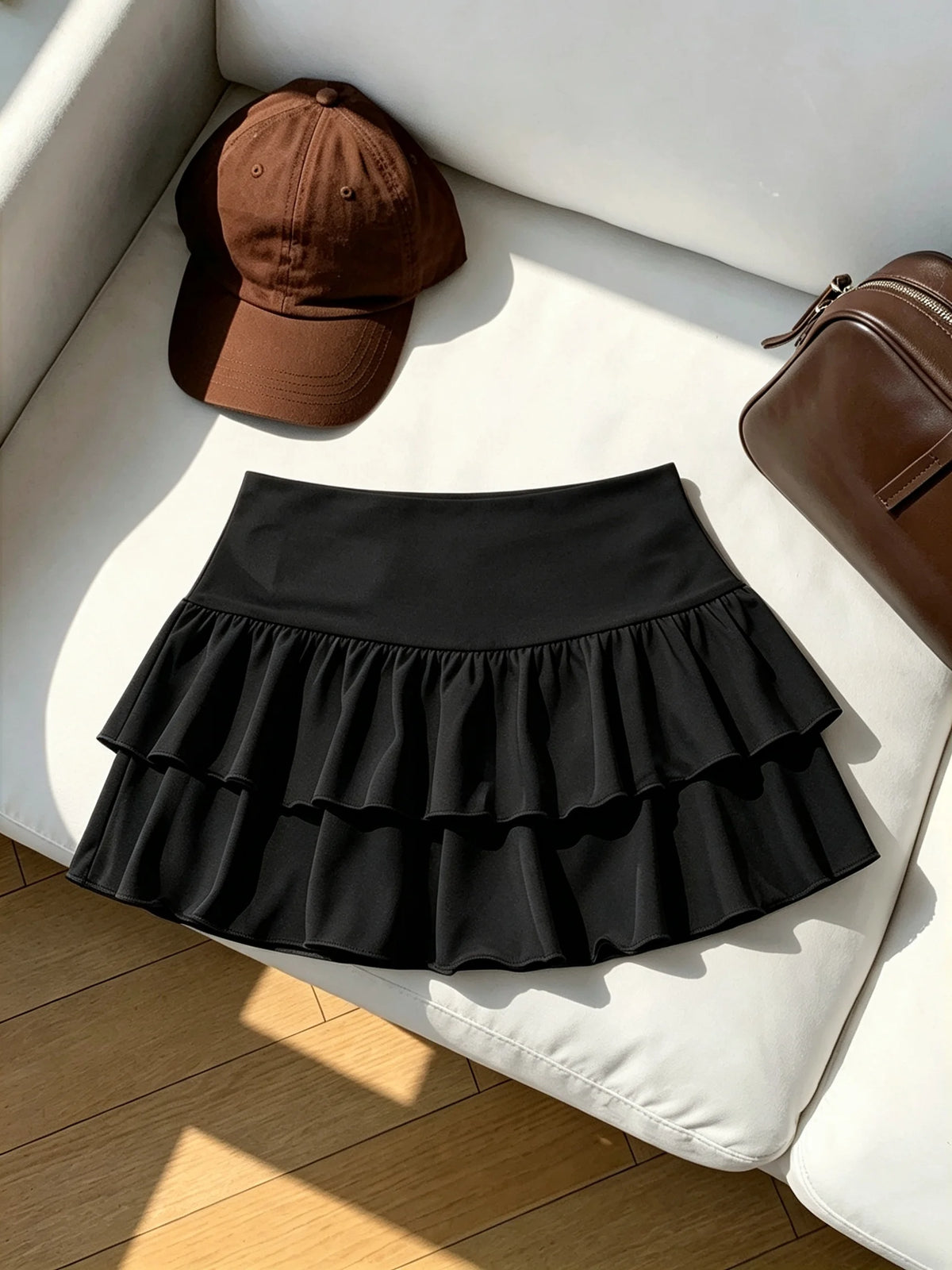 High Waist Ruffle Layered Mini Skirt