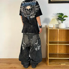 Gothic Embroidery Baggy Jeans