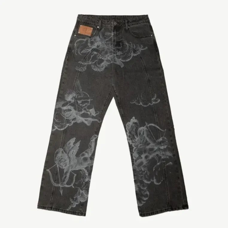 Gothic Embroidery Baggy Jeans