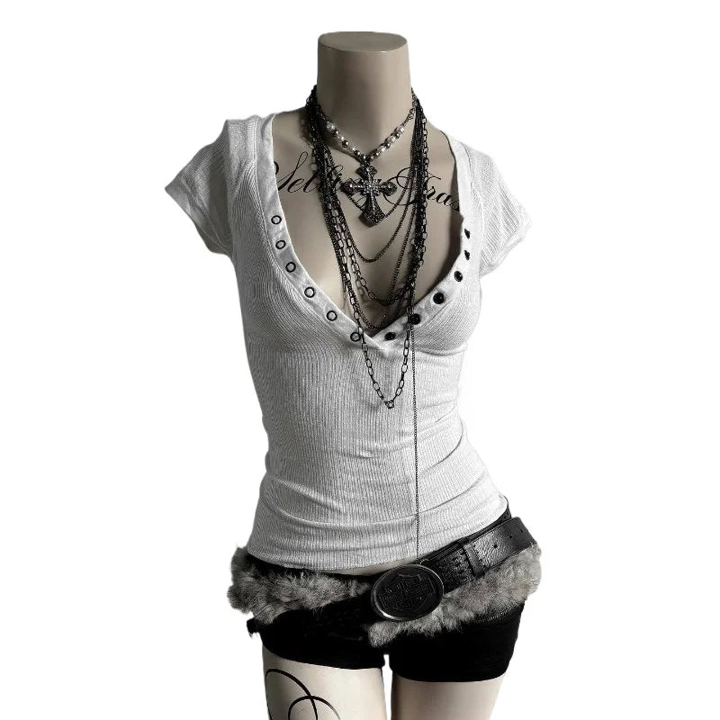 Button Front Crop Top